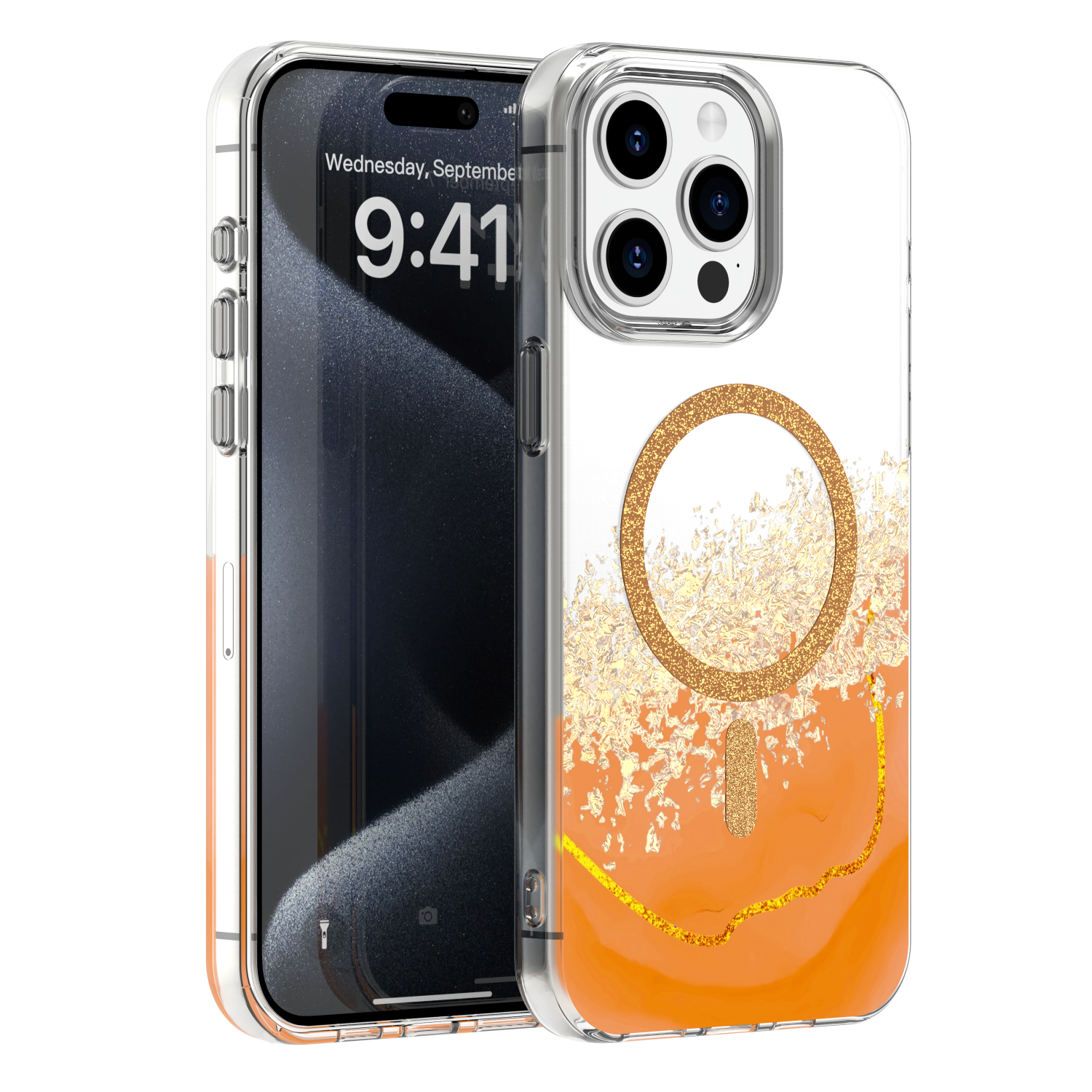 Coque Epoxy Mag iPhone 14 Pro — Orange MagSafe