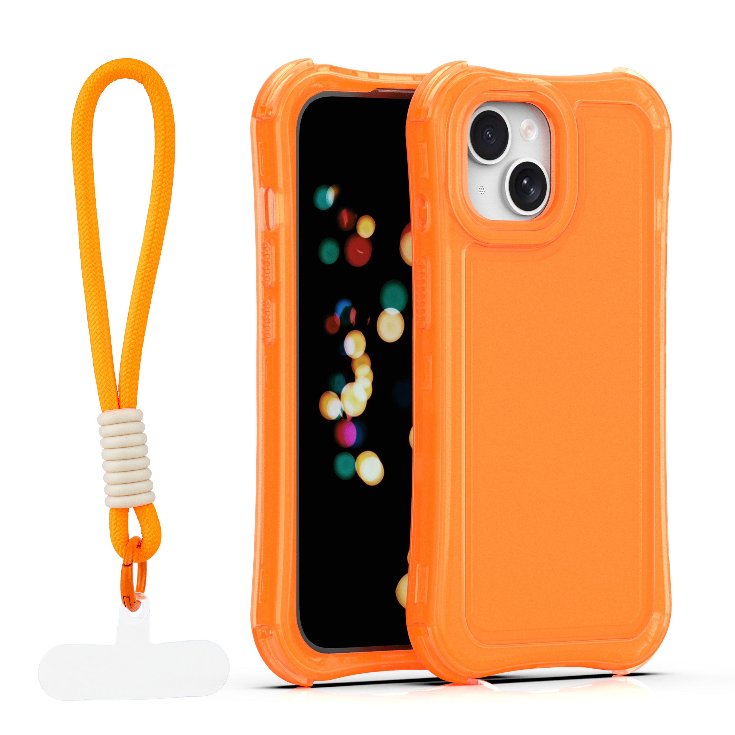 Coque SafePop avec lanière pour iPhone 15 6,1" orange