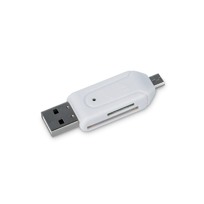 Lecteur de carte mémoire microSD/SD USB + microUSB OTG Forever blanc