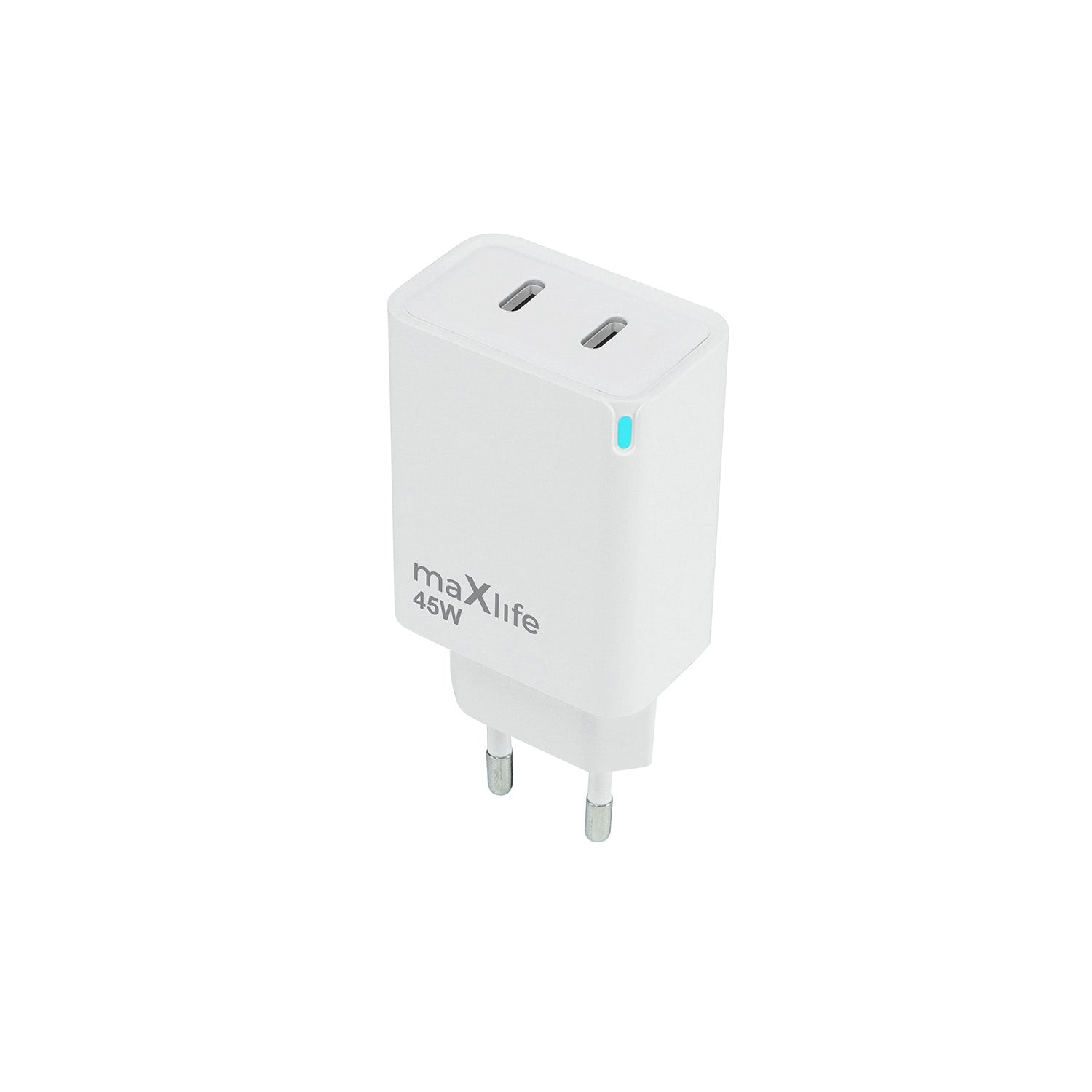 Maxlife MXTC-09-45CC GaN PD QC charger 2x USB-C 45W white