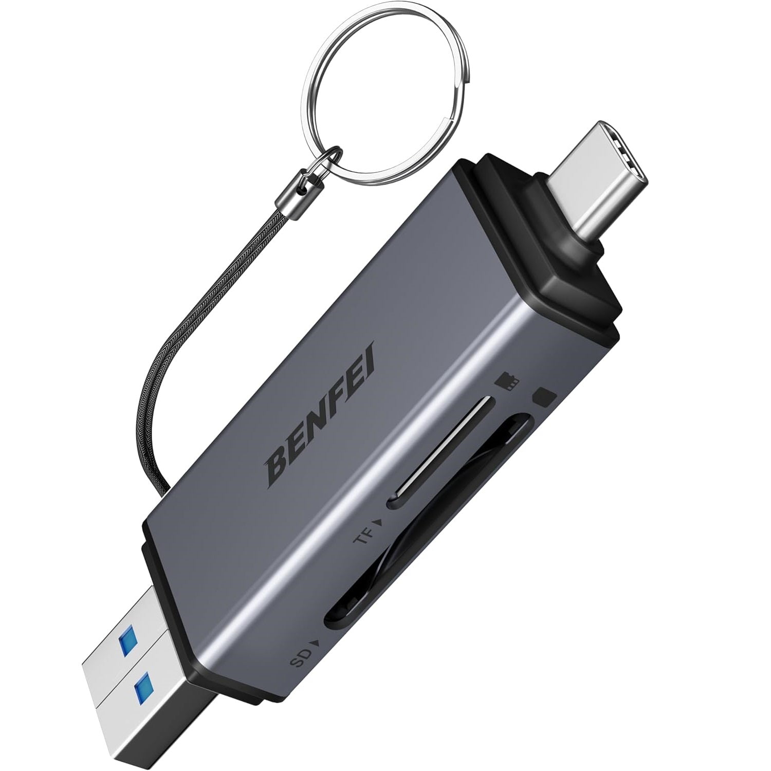 BENFEI card reader 2 in 1 USB-C USB-A 3.0 for SD Micro SD black
