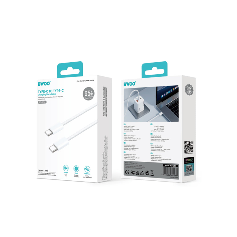 BWOO Cable USB-C - USB-C 1m 60W for iPhone 15 BO-X284 white