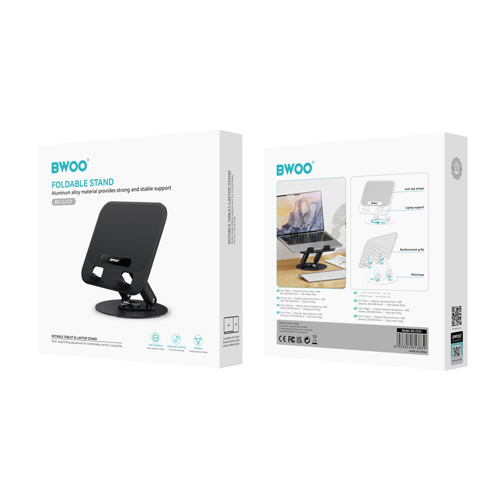 Support Aluminium Rotatif BWOO pour Tablette et Laptop
