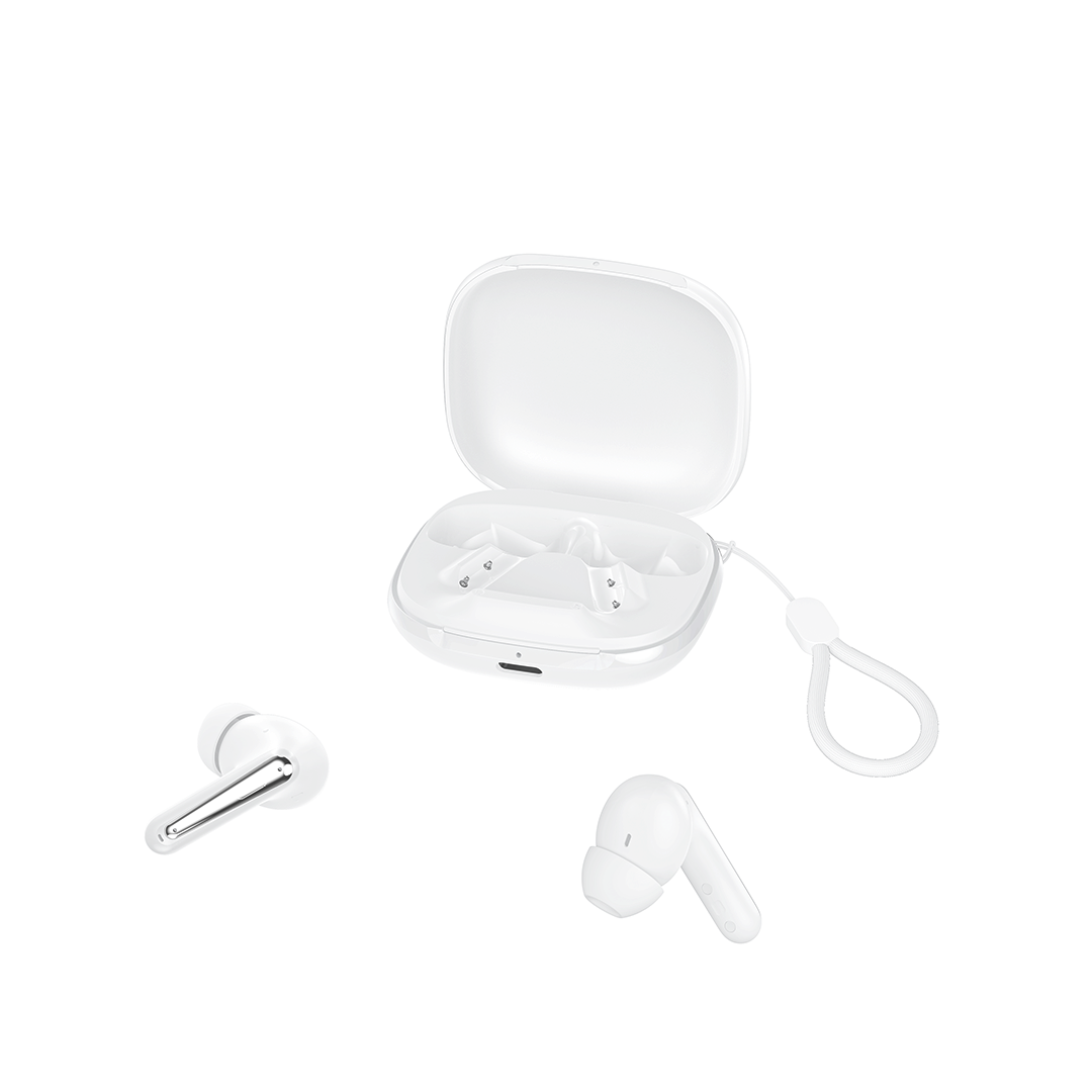 XO Bluetooth earphones G53 TWS white ANC + ENC with stand