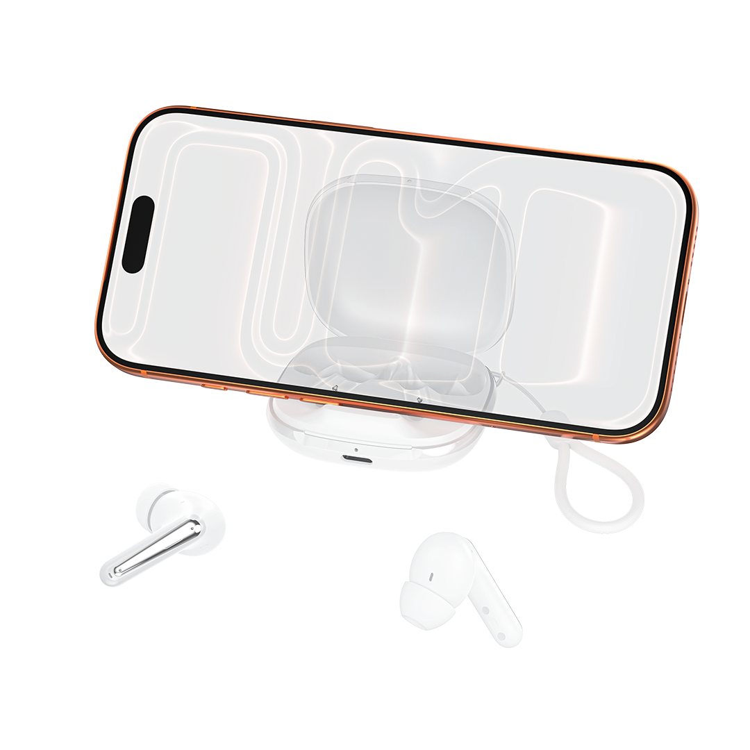 XO Bluetooth earphones G53 TWS white ANC + ENC with stand