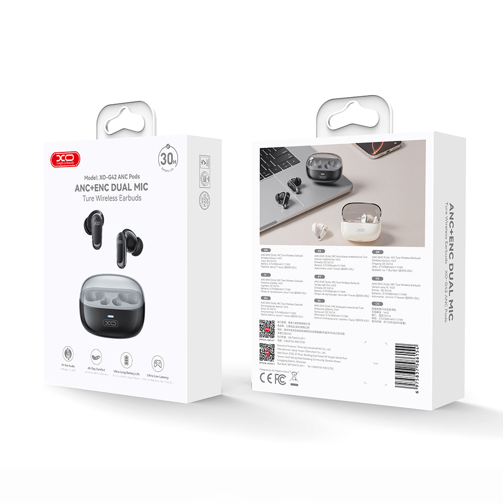 XO Bluetooth earphones G42 TWS black ANC + ENC