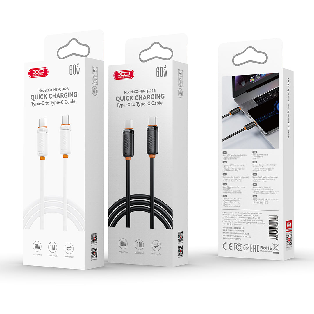 XO cable NB-Q302B PD USB-C - USB-C 1,0m 60W white
