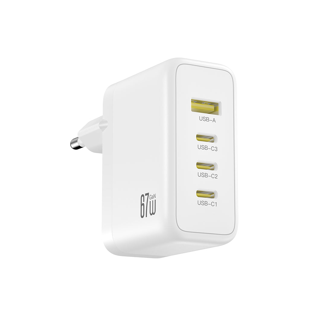 XO wall charger CE39 PD 67W 3x USB-C 1x USB white
