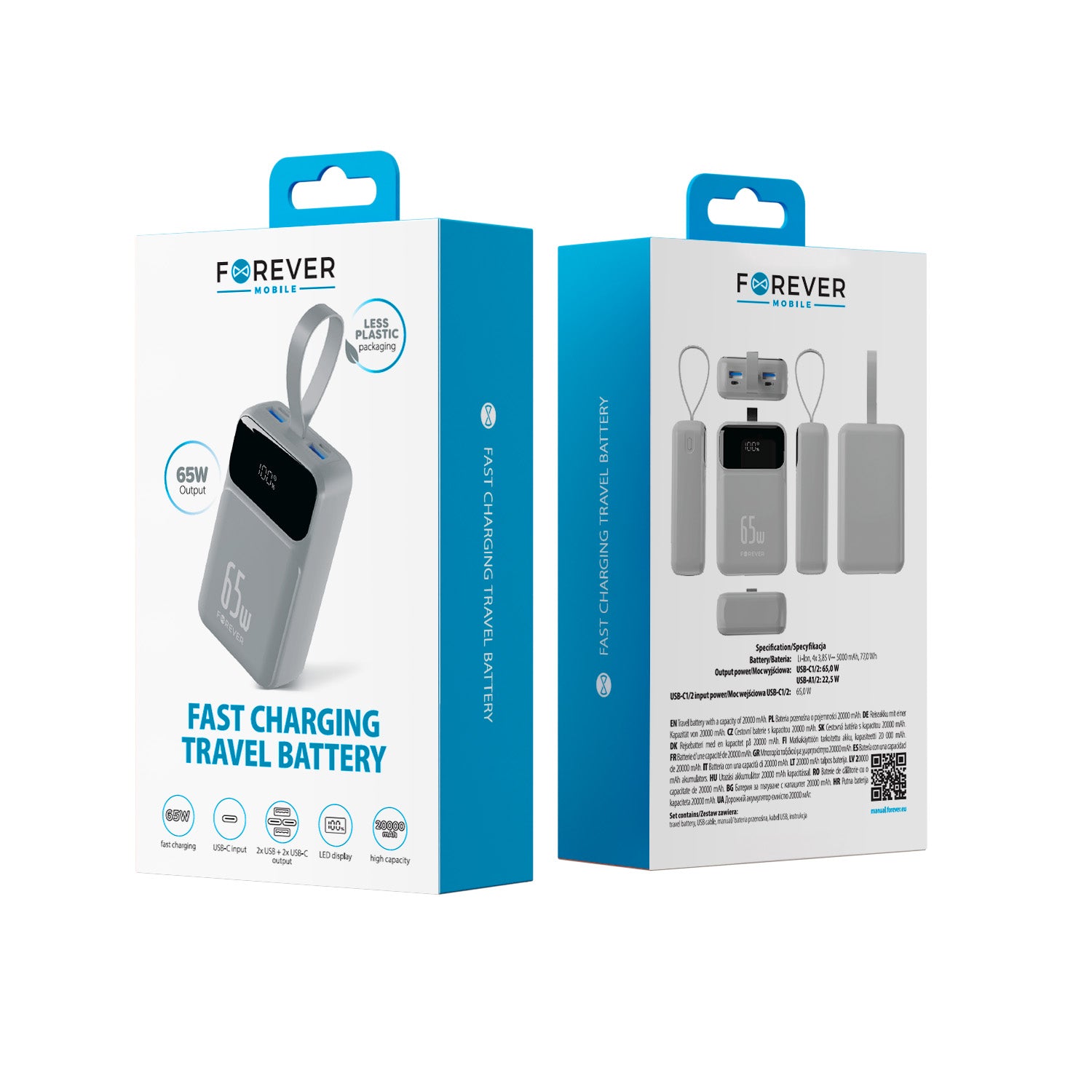 Forever power bank Vibe-TB65 PD QC 65W 20000 mAh silver