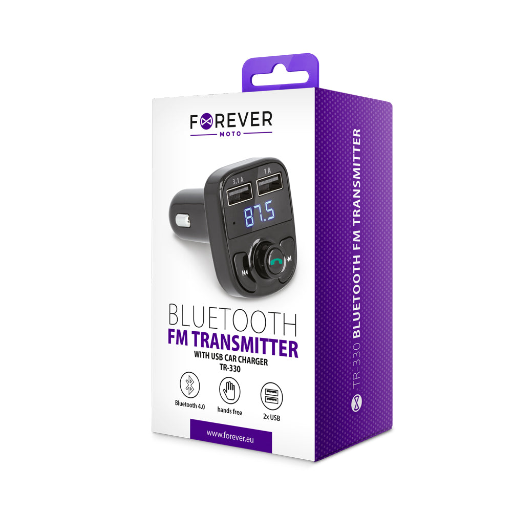 Chargeur FM Bluetooth Forever TR-330 noir avec 2x USB