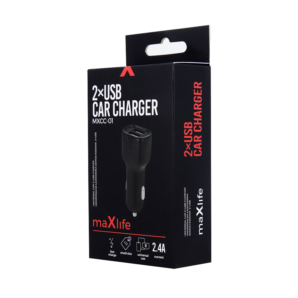 Maxlife MXCC-01 car charger 2x USB 2.4A black