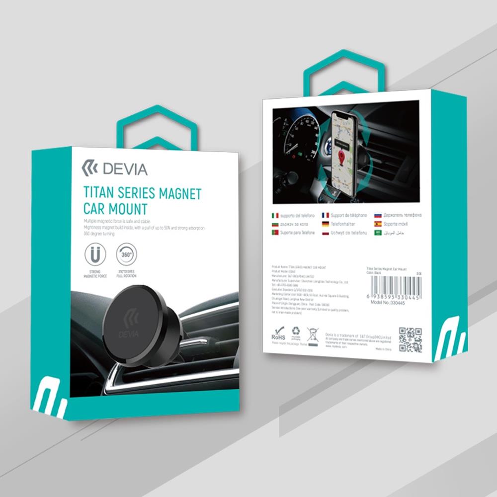 Support voiture magnétique Devia ES043 pour aération — noir
