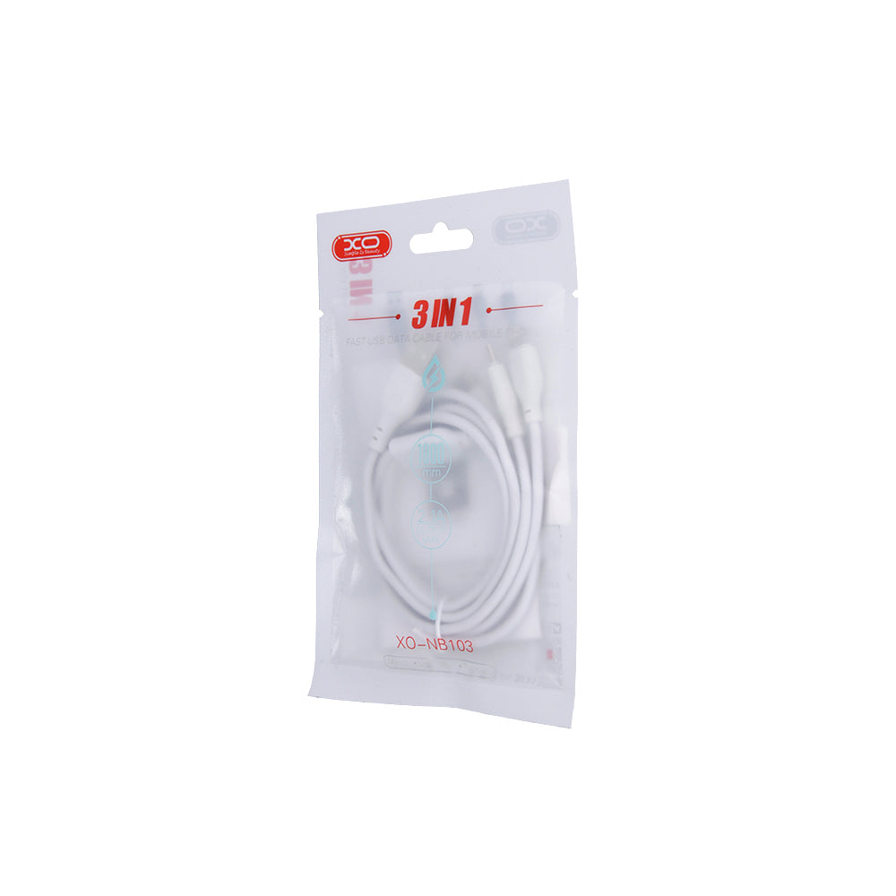 XO cable NB103 3in1 USB - Lightning + USB-C + microUSB 1,0 m 2,1A white