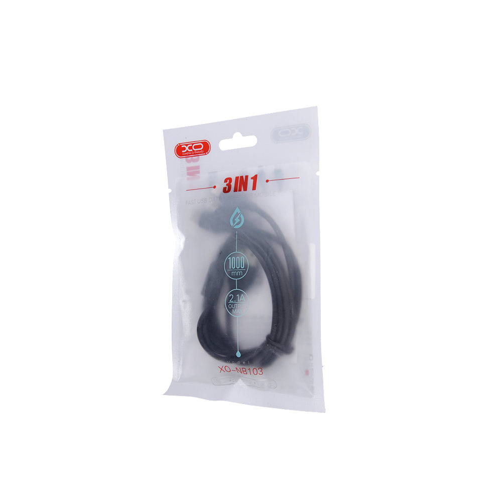 XO cable NB103 3in1 USB - Lightning + USB-C + microUSB 1,0 m 2,1A black