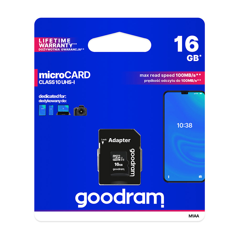 GoodRam memory card 16GB microSDHC cl. 10 UHS-I + adapter