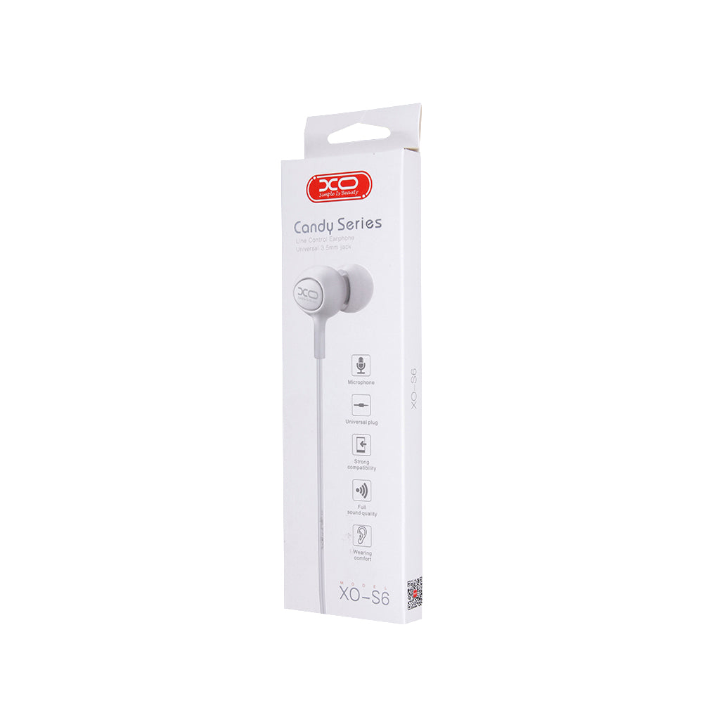 Écouteurs filaires XO S6 jack 3,5mm blanc