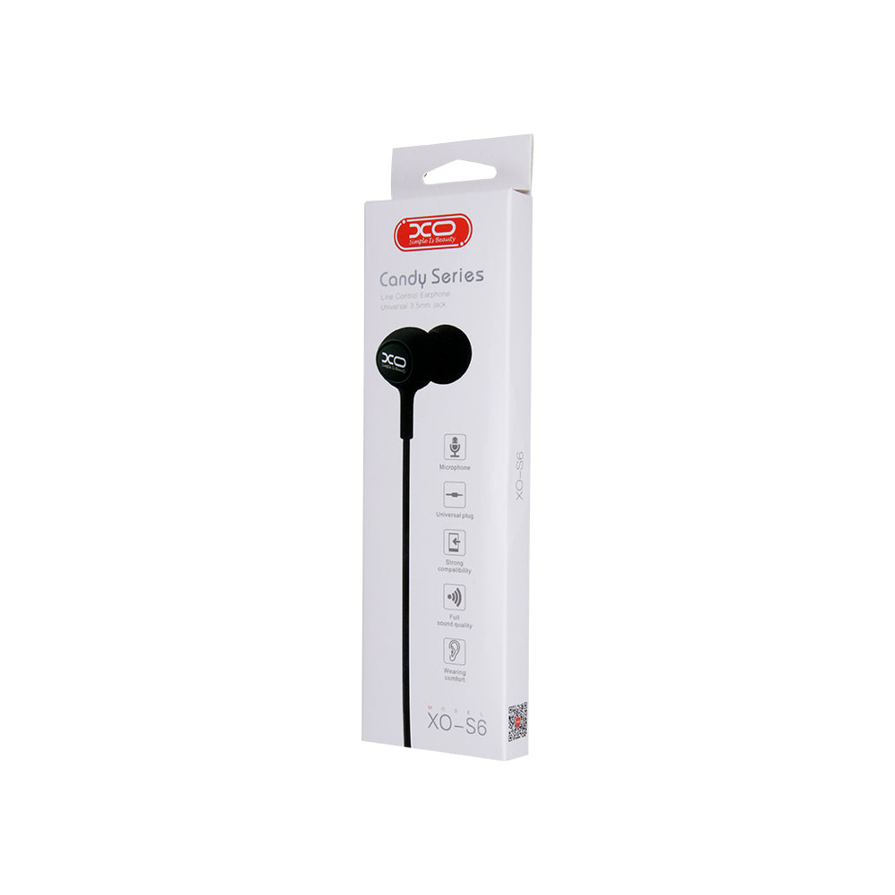 Écouteurs XO S6 — Jack 3,5mm noir avec micro