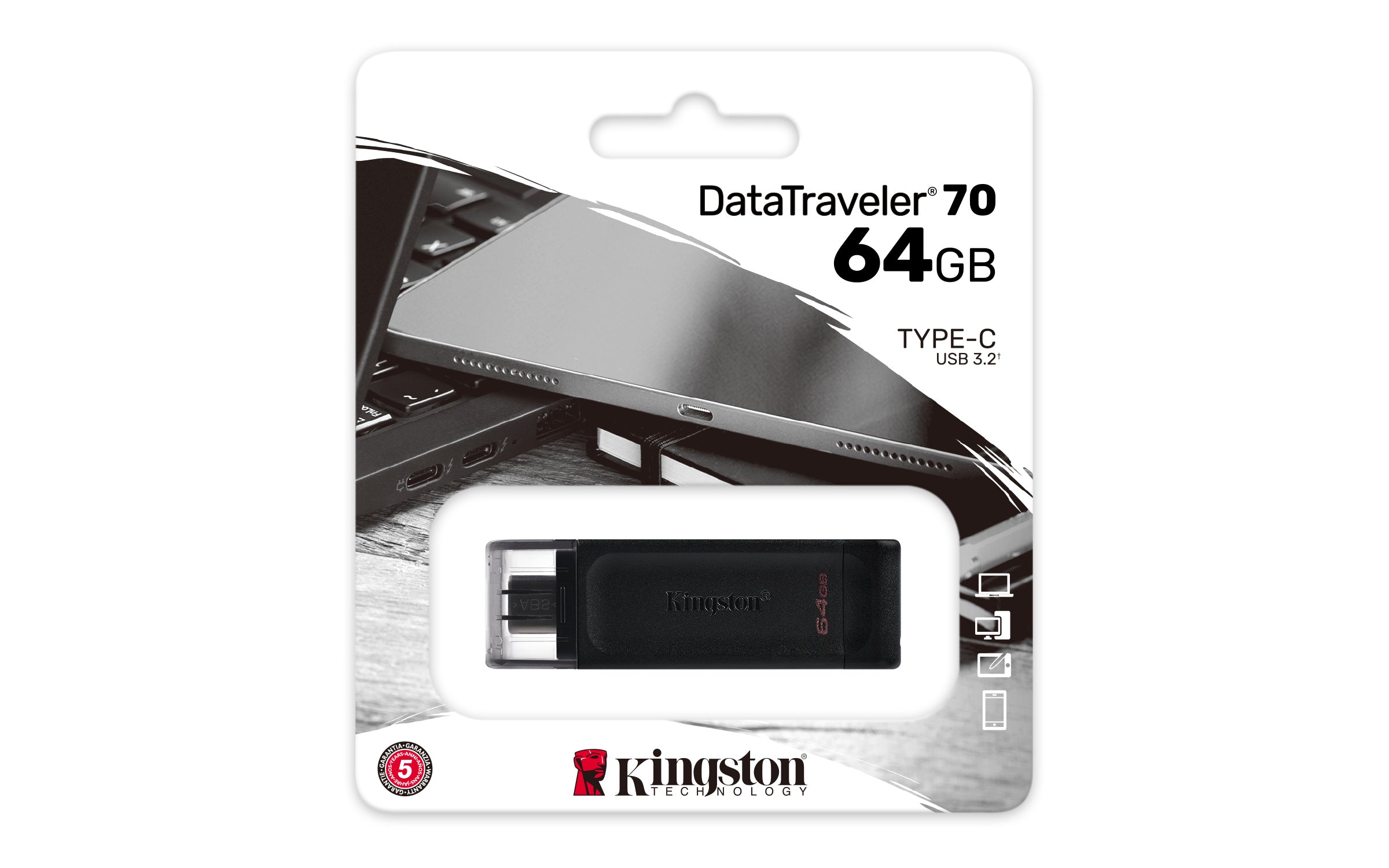 Kingston pendrive 64GB USB-C DT70 black