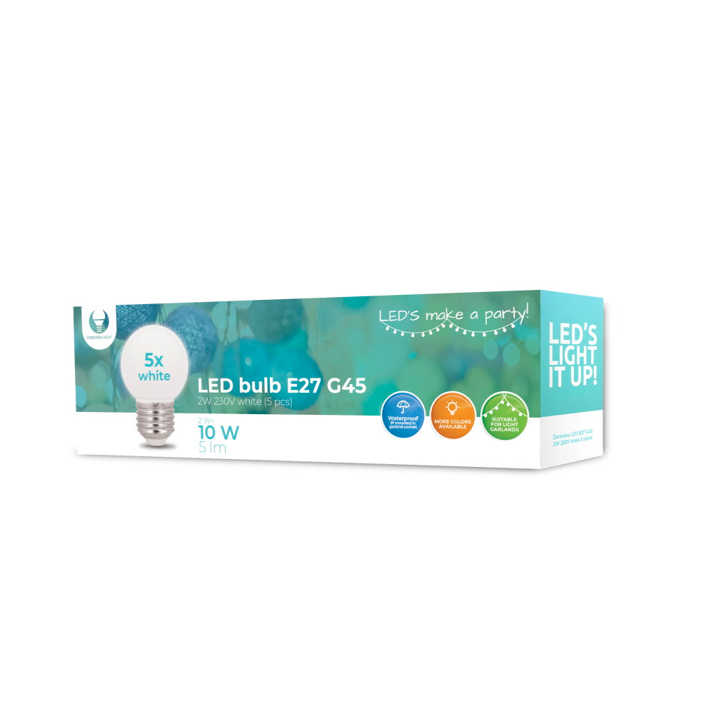 Ampoule LED E27 G45 2W blanc neutre - Pack de 5