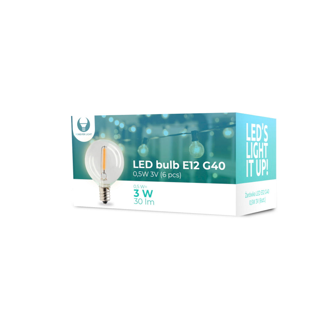 Forever Light LED Bulb E12 FL-1B G40 0.5W 3V 30lm clear 6pcs