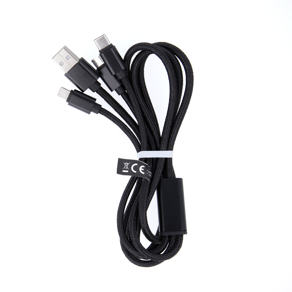 Câble USB 3-en-1 Maxlife Lightning/USB-C/microUSB 1m 2.1A