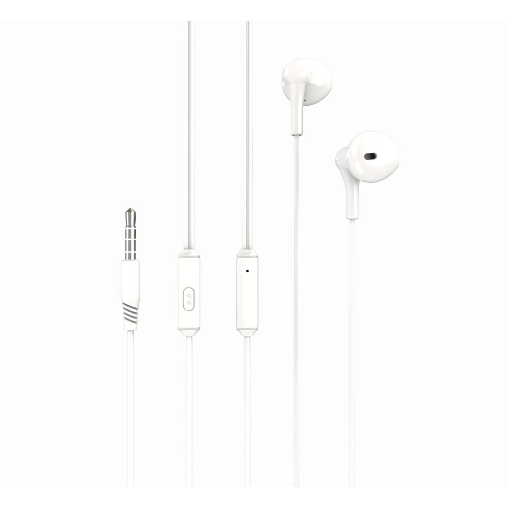Écouteurs XO EP39 — Jack 3,5mm blanc avec micro