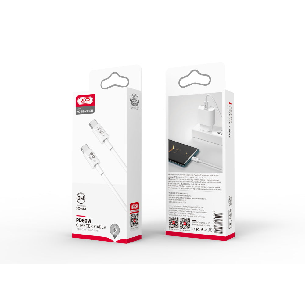 XO cable NB-Q190B PD USB-C - USB-C 2,0m 60W white