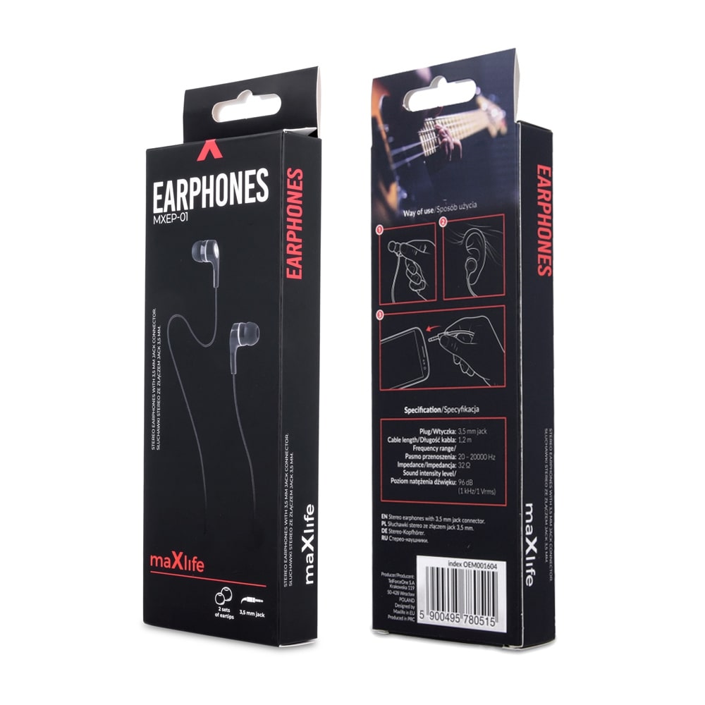 Écouteurs Maxlife MXEP-01 jack 3,5mm noir