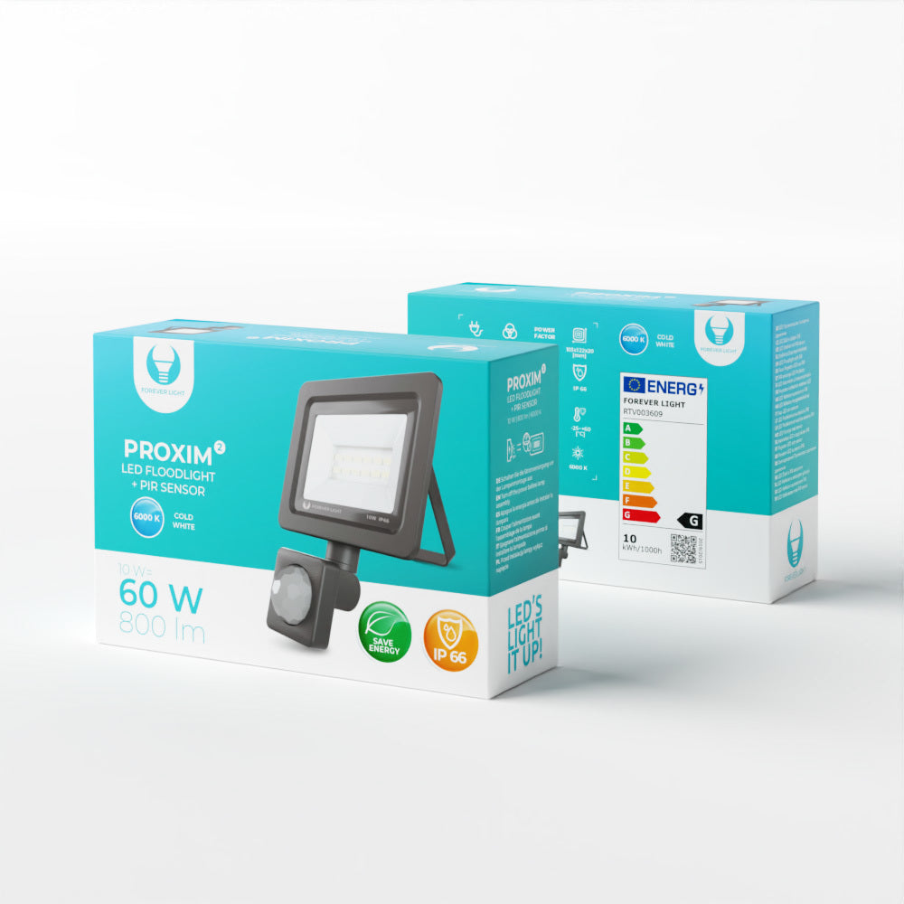 Projecteur LED PROXIM II 10W 6000K IP66 avec détecteur PIR