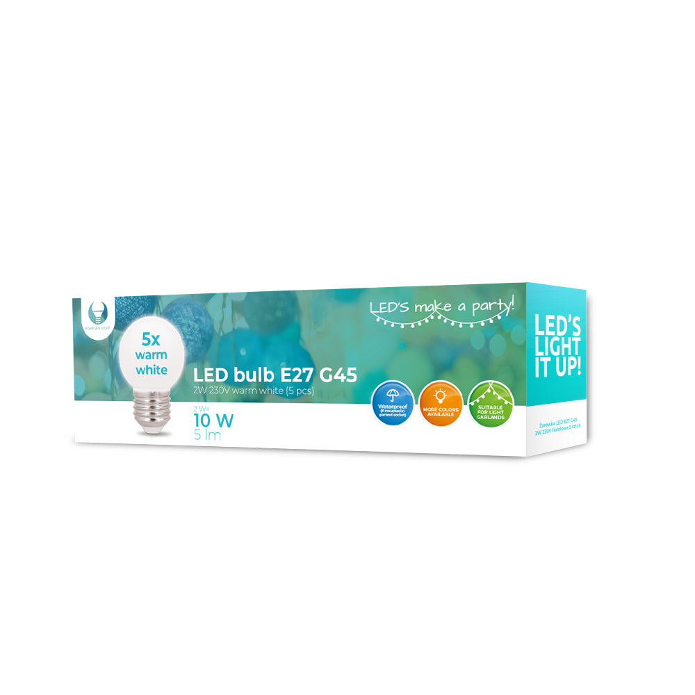 Ampoule LED E27 G45 2W blanc chaud Forever Light - Pack 5