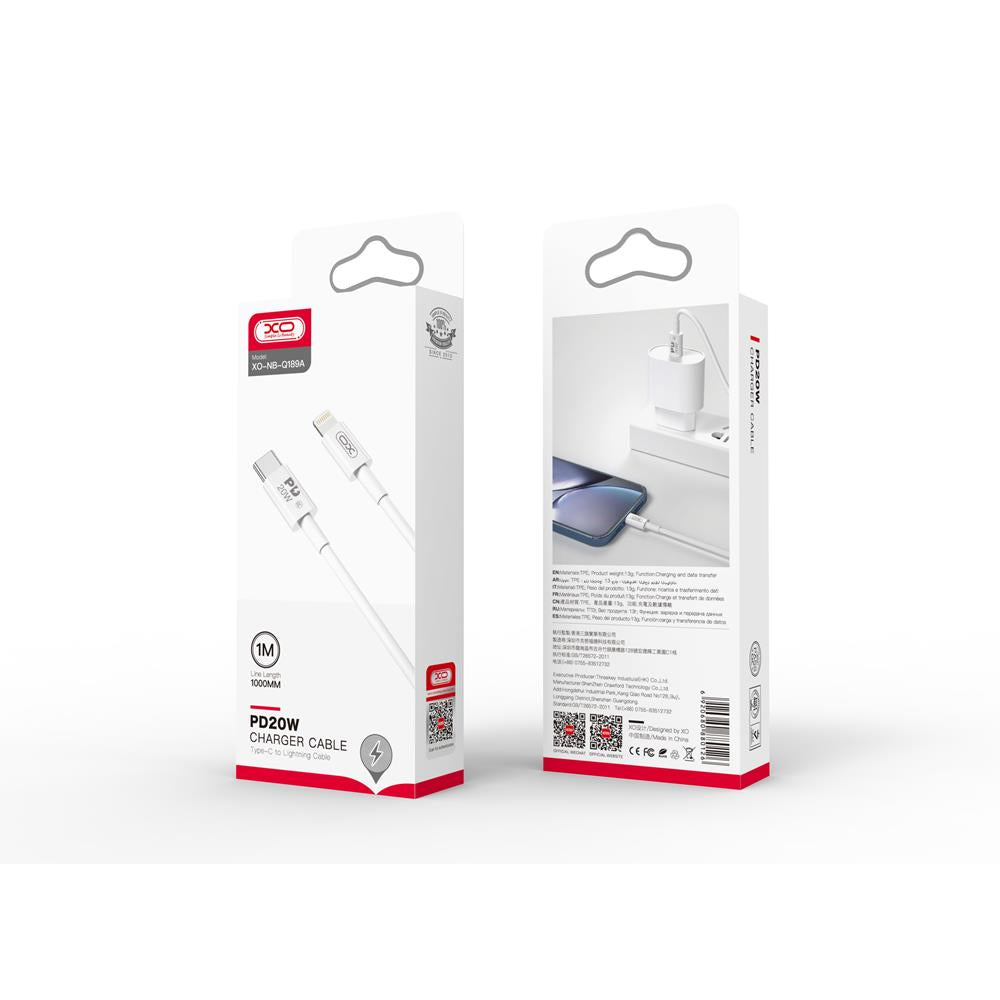XO cable NB-Q189A PD USB-C - Lightning 1,0m 20W white