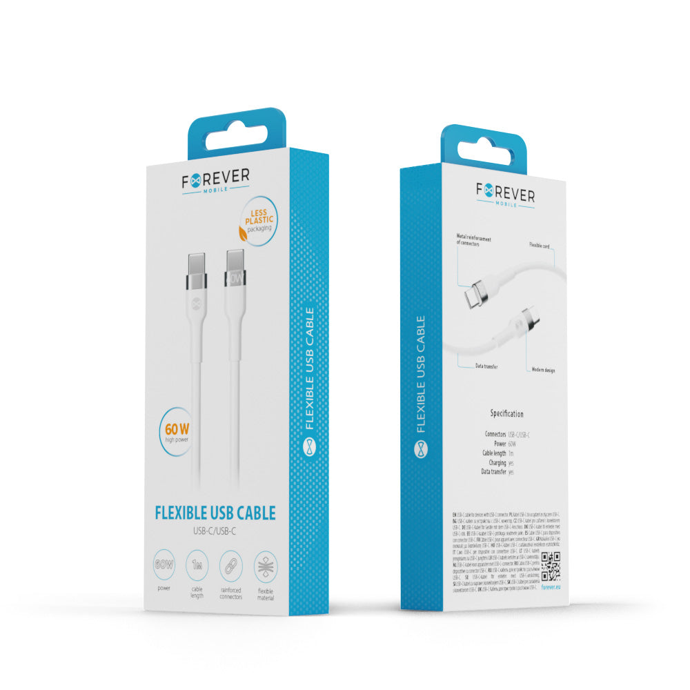 Câble USB-C Forever Flexible — 1m 60W Blanc