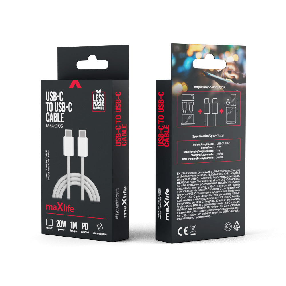 Câble USB-C Maxlife MXUC-06 — 1m 20W nylon