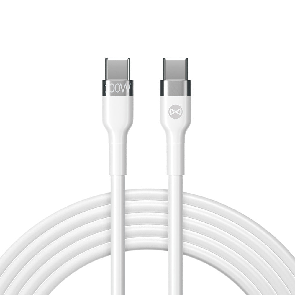Câble USB-C Forever Flexible 2,0 m 100W blanc — Charge rapide et transfert de données