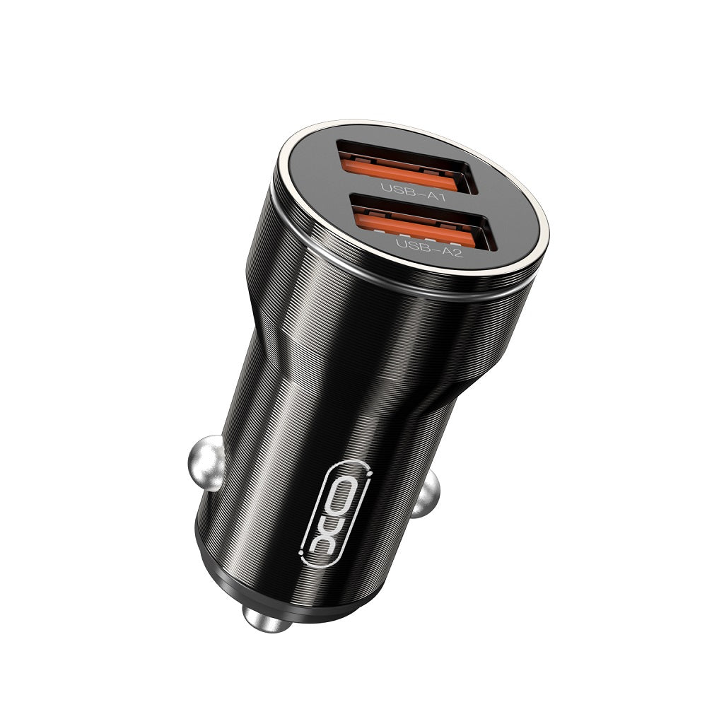 XO car charger CC48 2x USB 2,4A black + USB-C cable