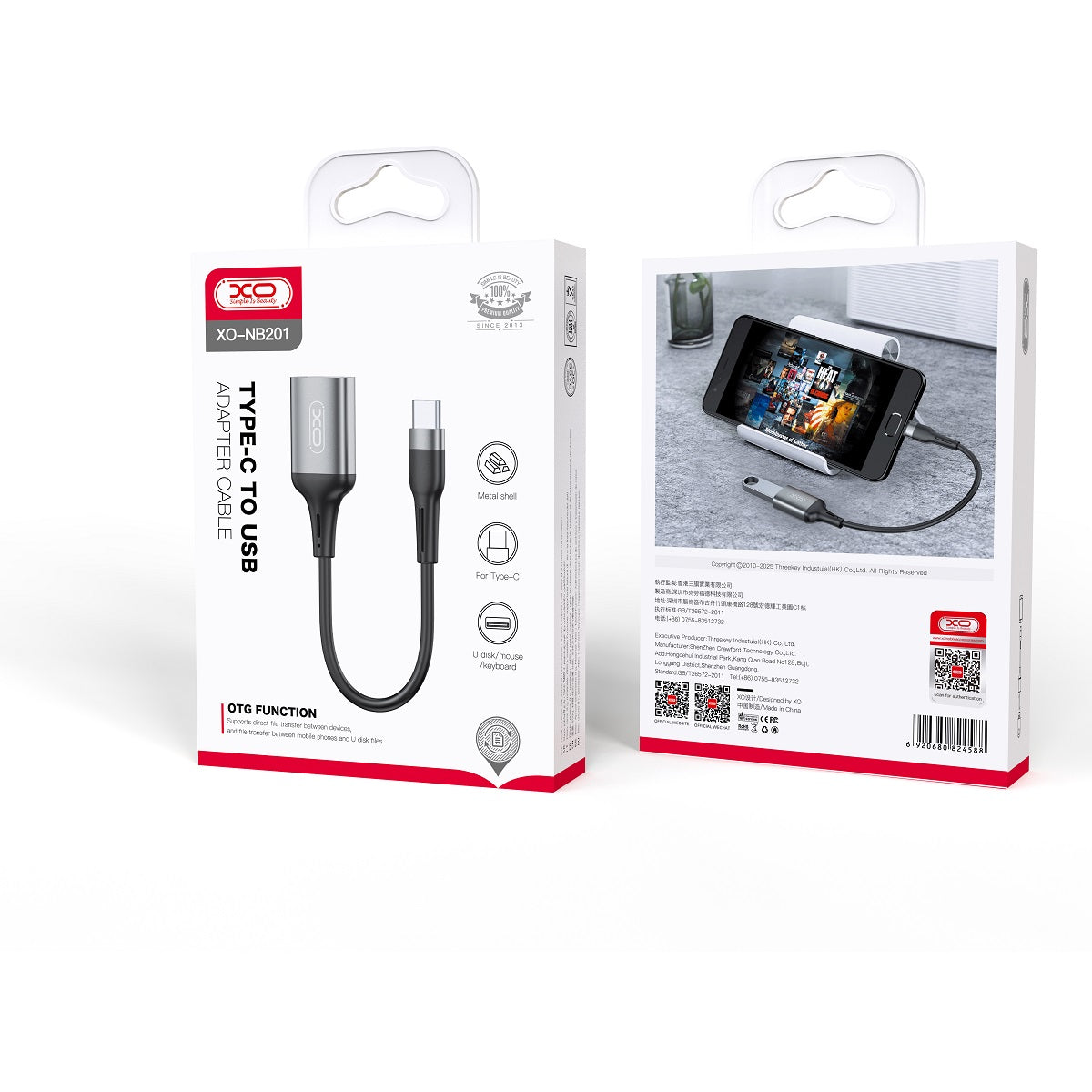 XO adapter OTG NB201 USB - USB-C black