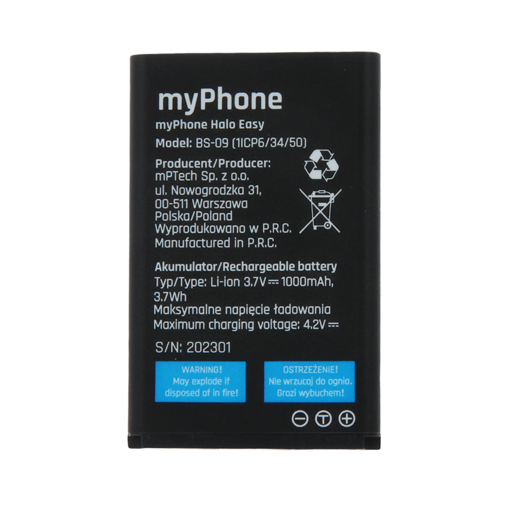 Battery for myPhone Halo Easy 1000mAh