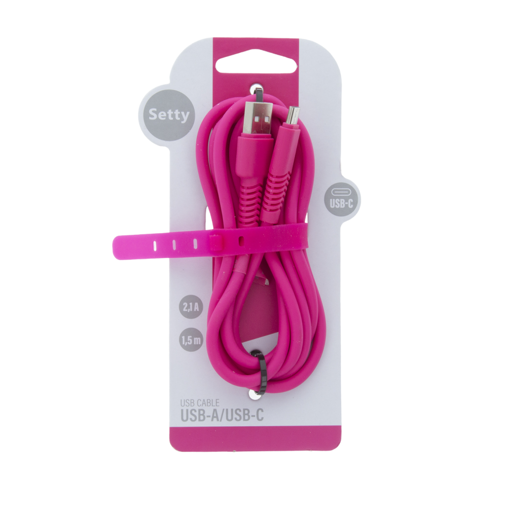 Setty cable USB - USB-C 1,5 m 2A KSA-C-1.526 pink