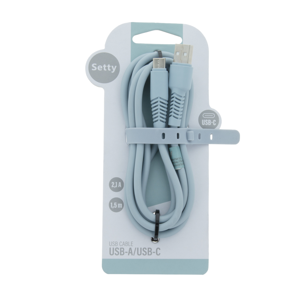 Setty cable USB - USB-C 1,5 m 2,1A KSA-C-1.523 blue