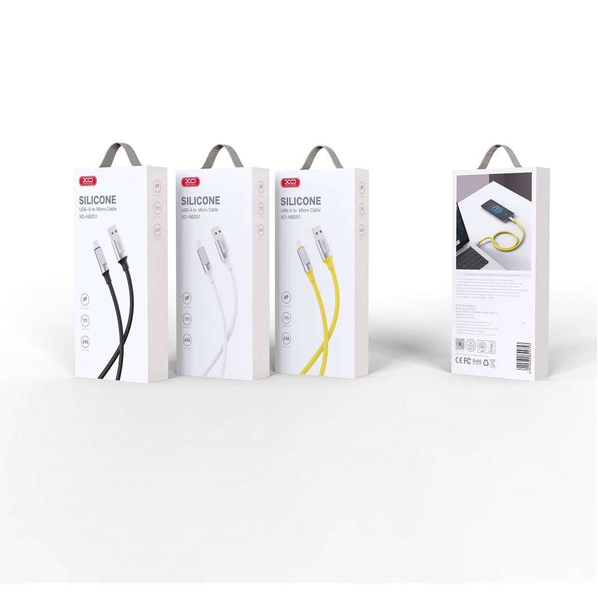 XO cable NB251 USB - microUSB 1,0 m 6A white