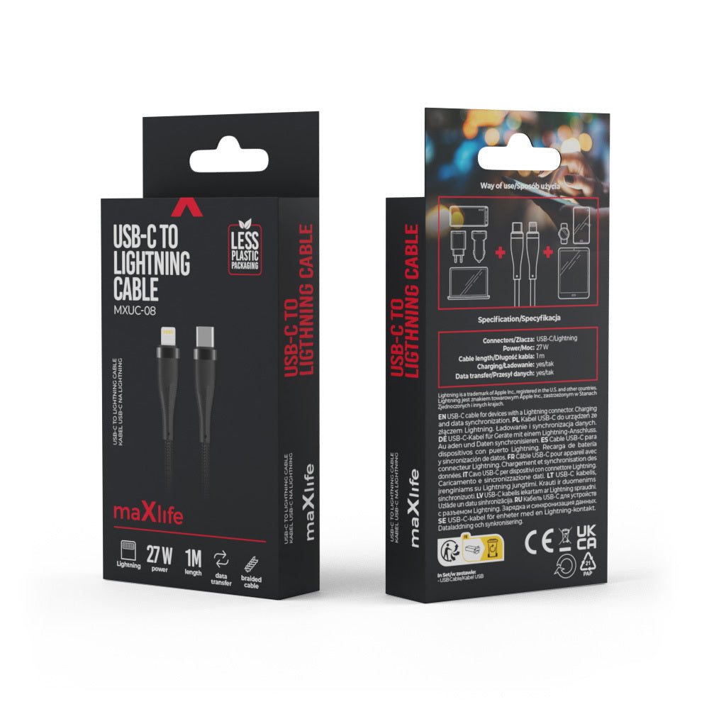 Câble USB-C Lightning Maxlife MXUC-08 — 1m 27W