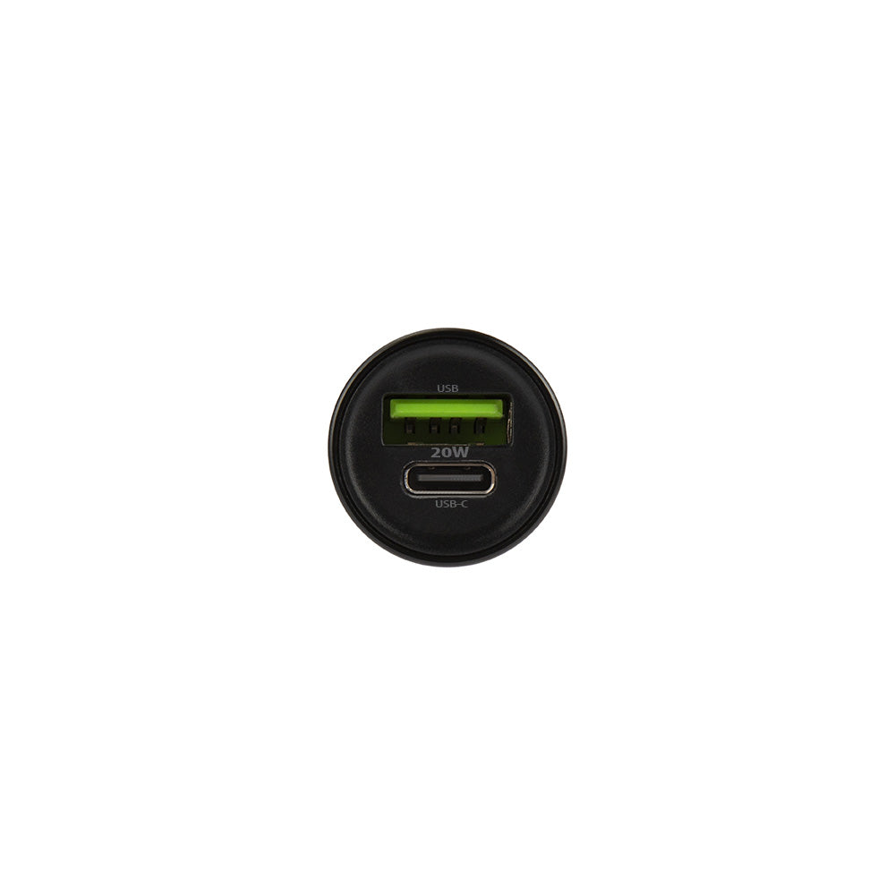 Maxlife MXCC-04 PD QC car charger 1x USB-C 1x USB 20W black + USB-C - Lightning cable 27W