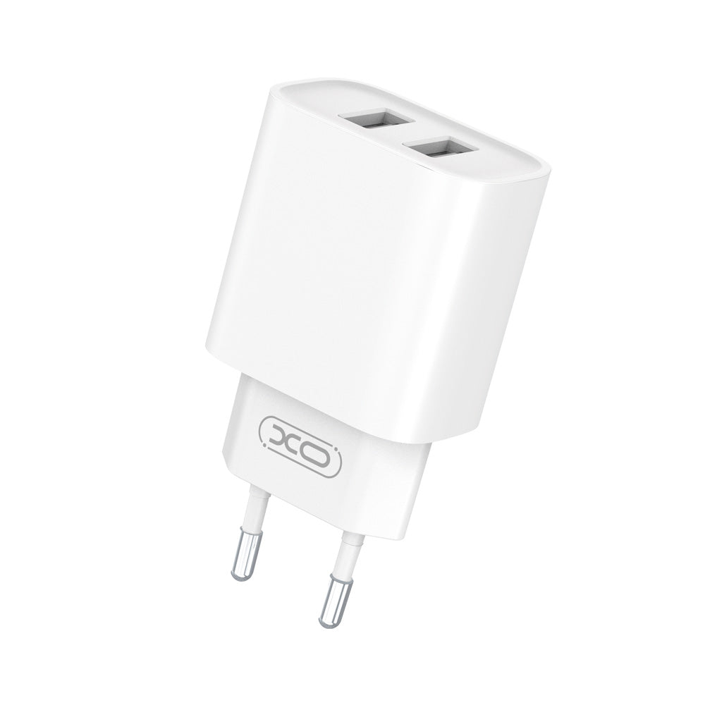 XO wall charger CE02C 2x USB 2,1A white + USB-C cable