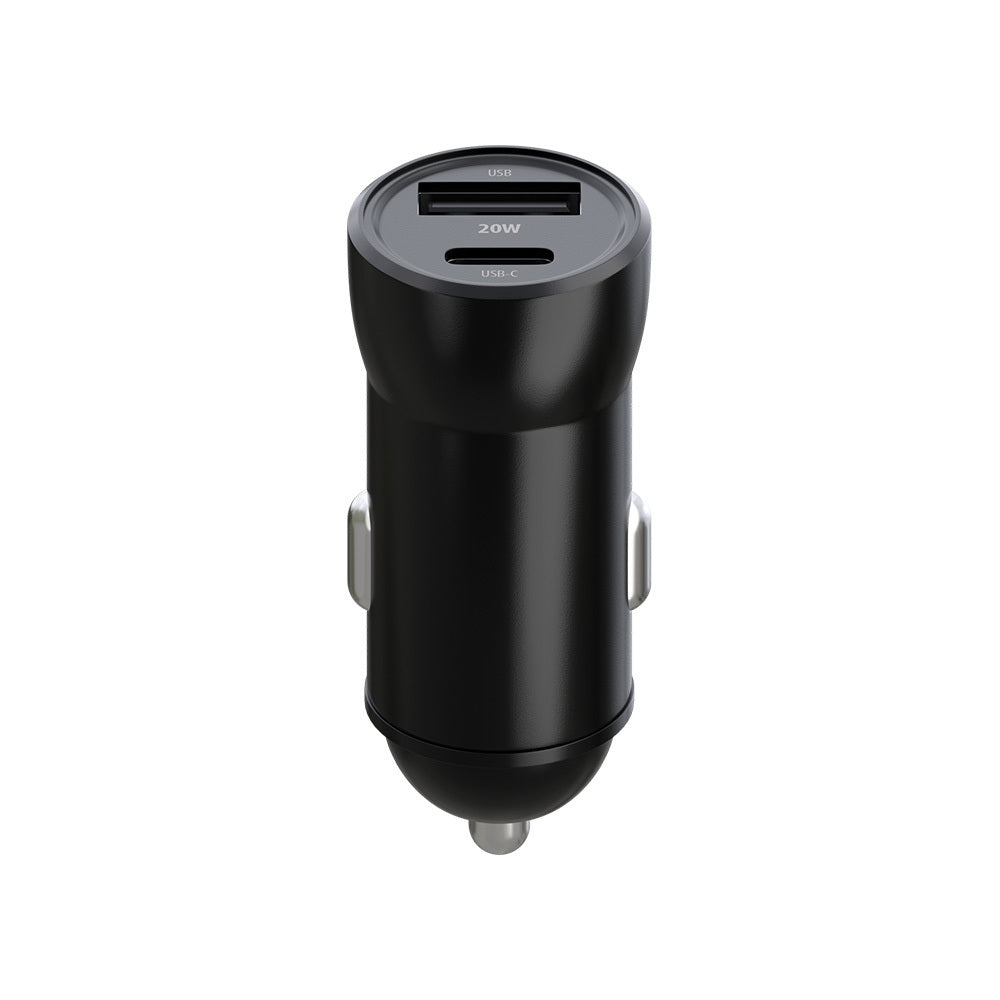 Maxlife MXCC-04 PD QC car charger 1x USB-C 1x USB 20W black + USB-C - USB-C cable 60W