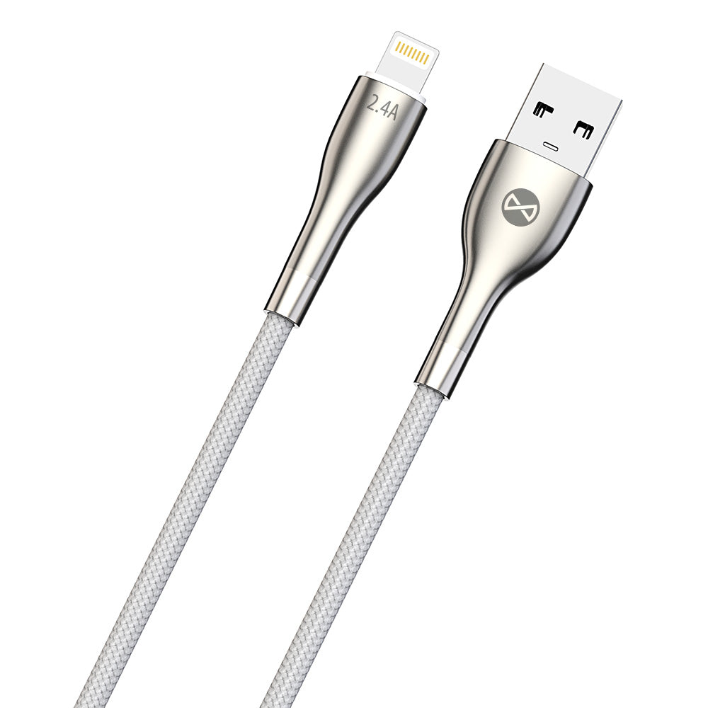 Câble USB-A vers Lightning Forever 1m 2.4A blanc — Charge et synchronisation données