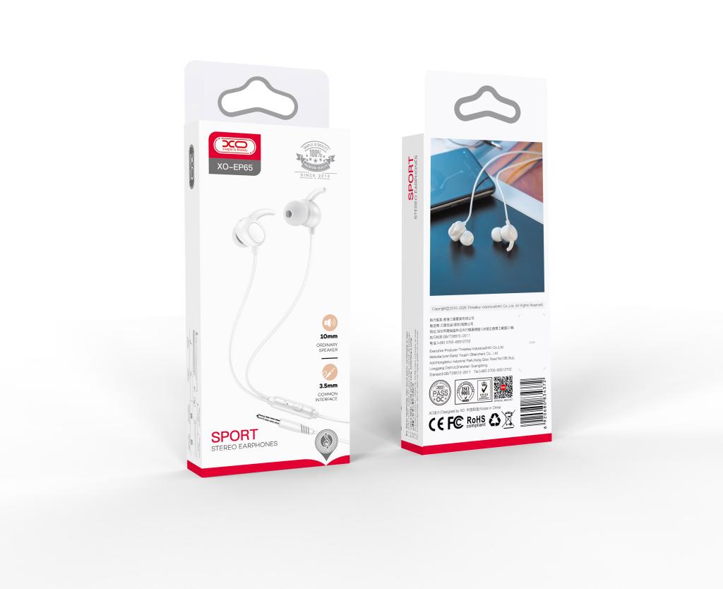 XO wired earphones EP65 jack 3,5 mm white