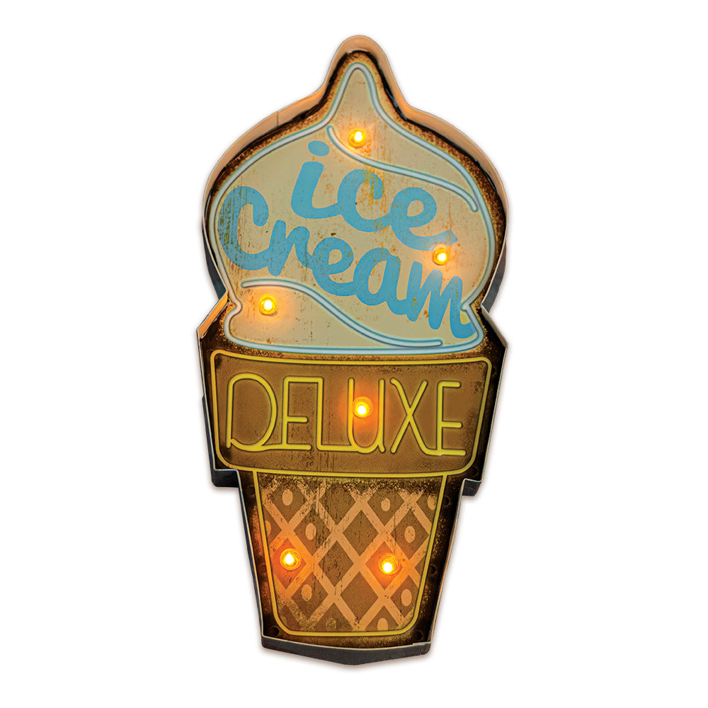 Enseigne LED Rétro Ice Cream Forever Light - Plaque Métal 3D