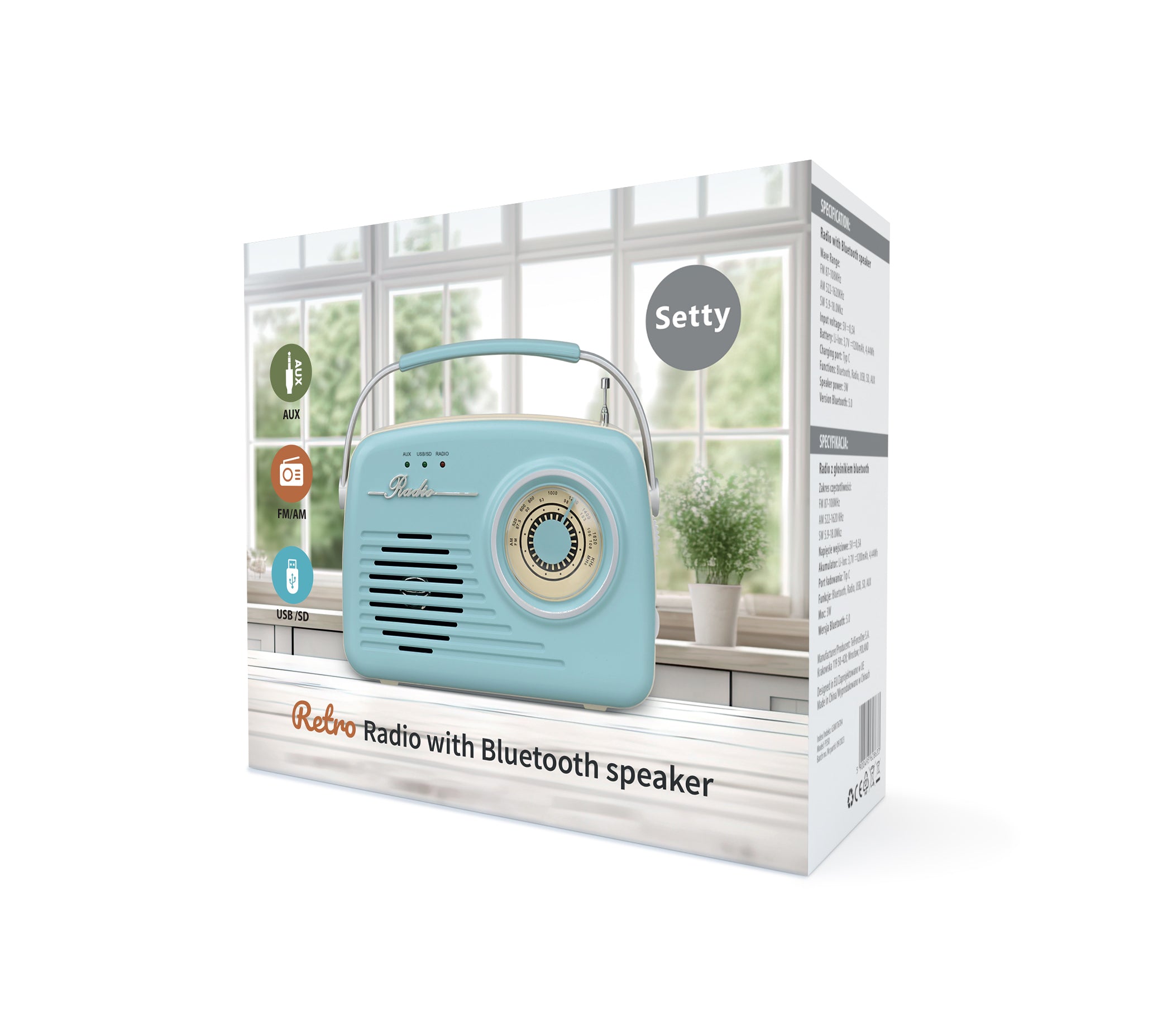 Enceinte Bluetooth Setty Retro P350 — Radio FM, 3W