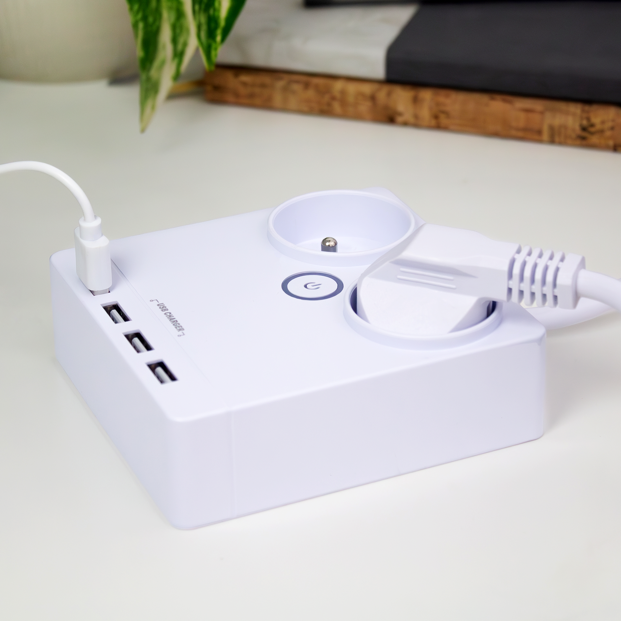 Huslog flat extension cord with 2 sockets EMX-190124