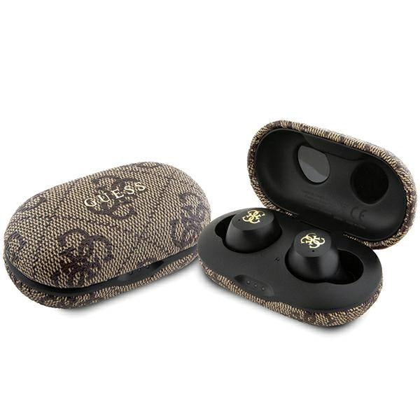 Guess Bluetooth earphones GUTWSP4EGW TWS ENC 4G PU METAL LOGO brown